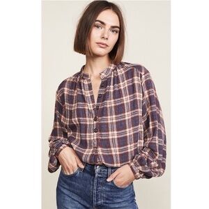 Free People Northern Bound Plaid Flannel Shirt (S)